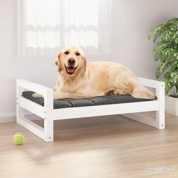 Lit pour chien Blanc 75,5x55,5x28 cm Bois de pin solide