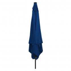 Parasol carré pour le jardinavec lumières LED 295x245 cm Bleu azur
