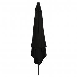 Parasol carréavec lumières LED 295x245 cm en noir
