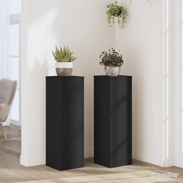 Supports pour plantes 2 pcs noir 25x25x80 cm bois d'ingnierie