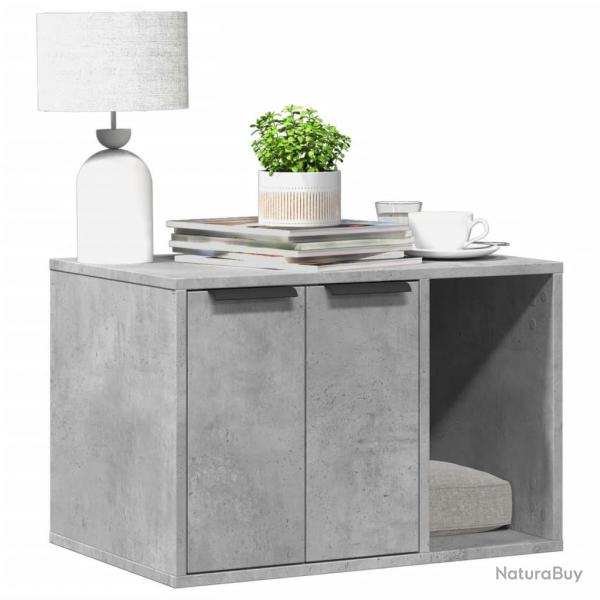 Meuble de bac  litire pour chat gris bton bois d'ingnierie