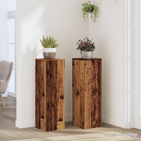 Supports pour plantes 2 pcs vieux bois bois d'ingnierie