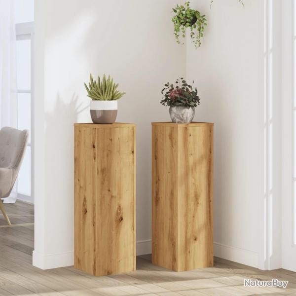 Supports pour plantes 2 pcs chne artisanal bois d'ingnierie