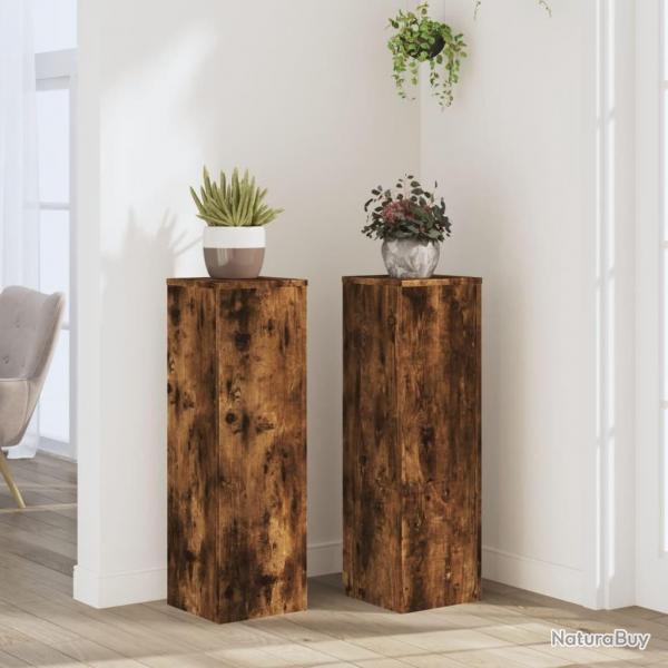 Supports pour plantes 2 pcs chne fum bois d'ingnierie