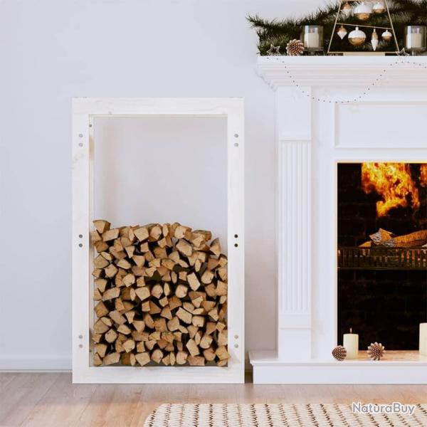 Support pour bois de chauffage Blanc 60x25x100 cm Bois de pin