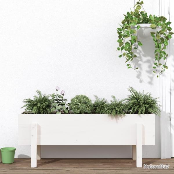 Lit surlev de jardin blanc 101x30x38 cm bois de pin massif