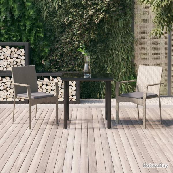 Ensemble  manger jardin 3pcs avec coussins noir et gris