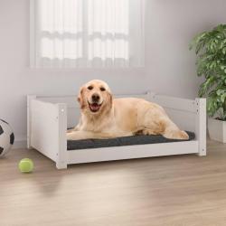 Lit pour chien Blanc 75,5x55,5x28 cm Bois de pin solide