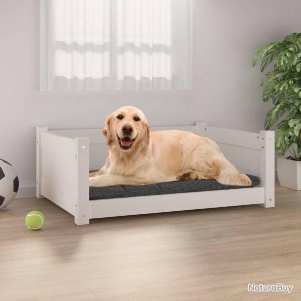 Lit pour chien Blanc 75,5x55,5x28 cm Bois de pin solide
