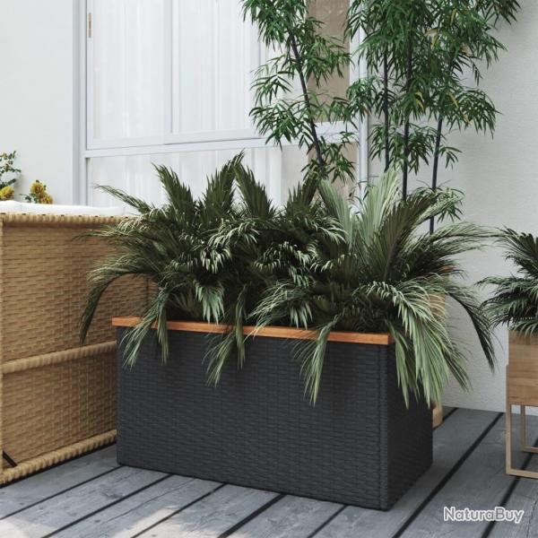 Jardinire noir 80x40x40 cm rsine tresse