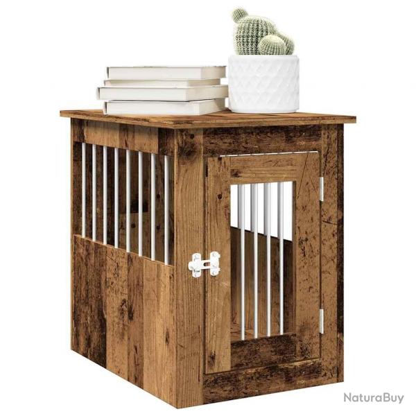 Meuble de cage chien vieux bois 45x62x59 cm bois d'ingnierie