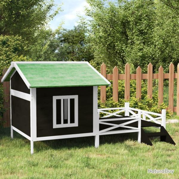 Chenil gris 159x120x88,5 cm bois de pin solide