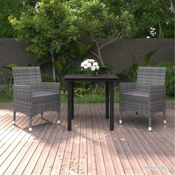 Ensemble  manger de jardin coussins 3 pcs Rsine tresse Verre