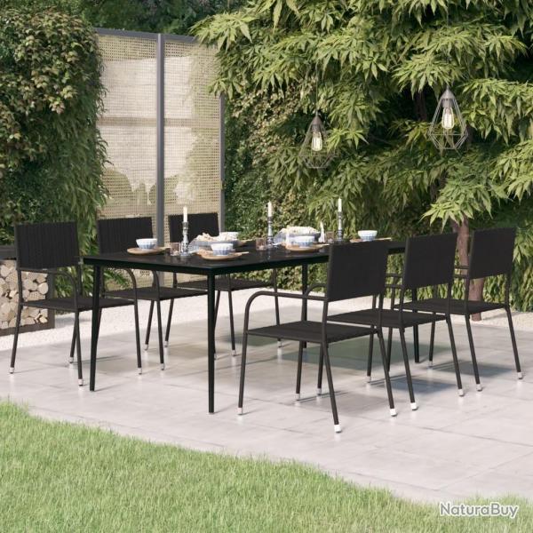 Table  dner de jardin Noir 200x100x74 cm Acier et verre