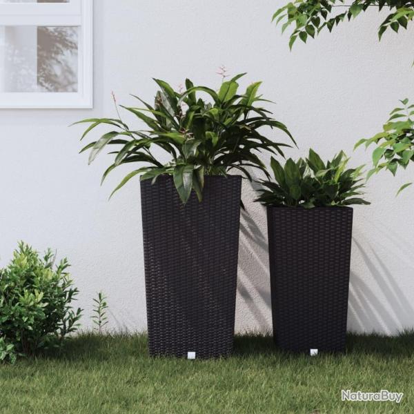 Jardinire et intrieur amovible anthracite 21 /49 L rotin PP