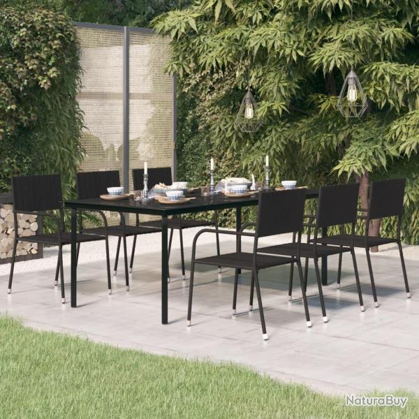 Table  dner de jardin Noir 200x100x74 cm Acier et verre