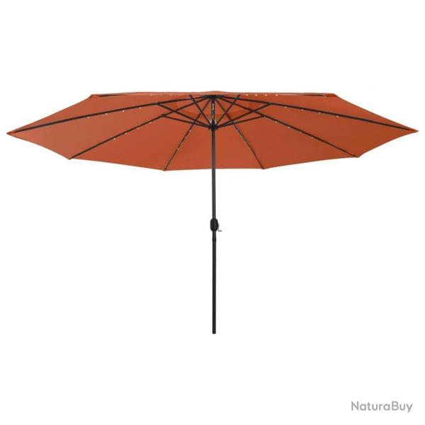 Parasol de jardin avec lumires LED et mt en mtal terre cuite