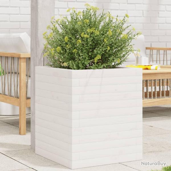 Jardinire blanc 40x40x46 cm bois de pin massif