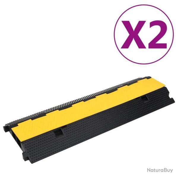 Rampes de protection de cble 2 canaux 2 pcs 100 cm caoutchouc