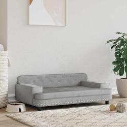 Lit pour chien gris clair 90x53x30 cm velours