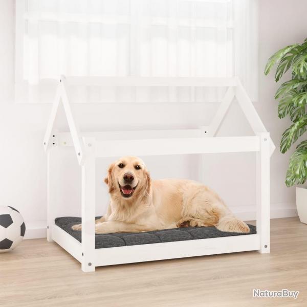 Lit pour chien Blanc 81x60x70 cm Bois de pin solide