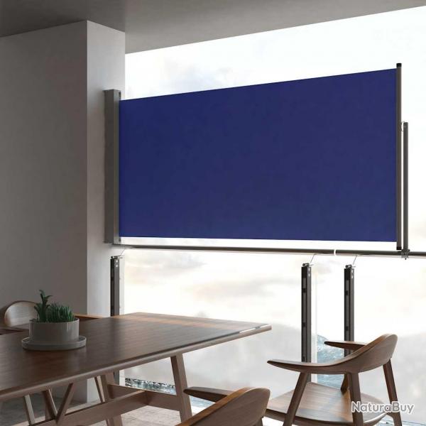 Auvent latral rtractable de patio 120x300 cm Bleu
