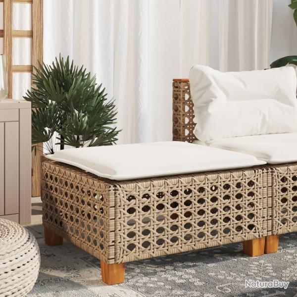 Tabouret de jardin et coussin beige 63,5x56x32cm rsine tresse