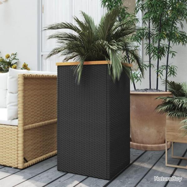 Jardinire noir 40x40x80 cm rsine tresse