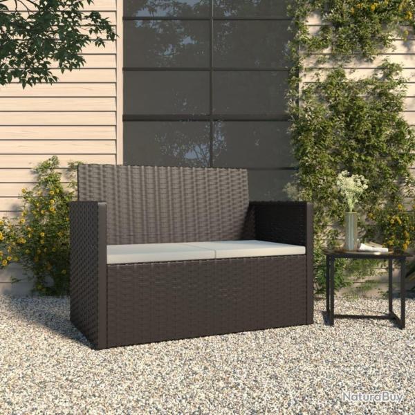 Banc de jardin avec coussins Noir 105 cm Rsine tresse