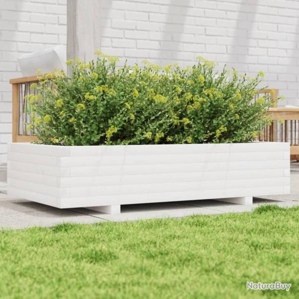 Jardinire blanc 110x60x26,5 cm bois de pin massif