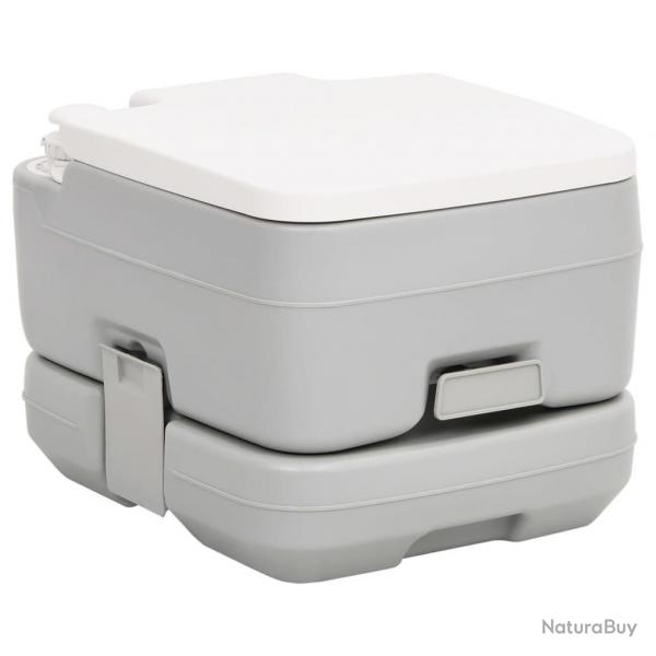 Toilette de camping portable gris et blanc 10+10 L PEHD