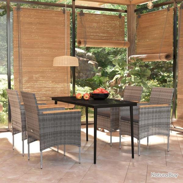 Ensemble  manger de jardin et coussins 5pcs Gris/noir
