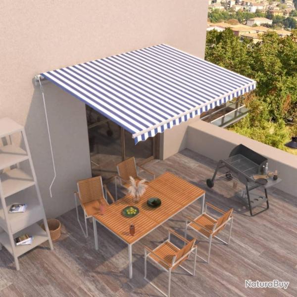 Auvent rtractable automatique 400x350 cm Bleu et blanc