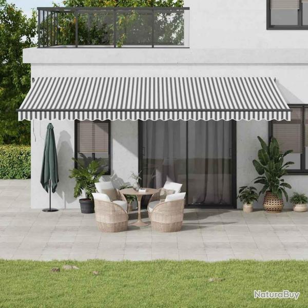 Auvent manuel rtractable anthracite et blanc 600x300 cm