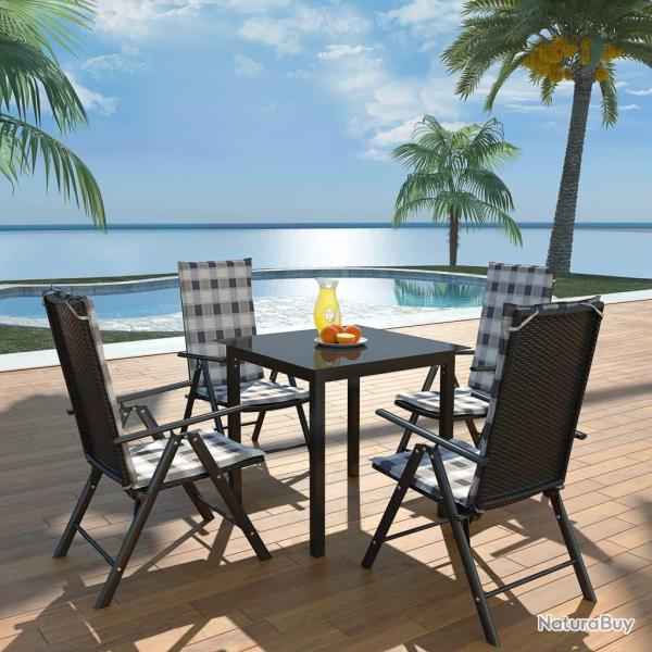 Ensemble  manger d'extrieur 5pcs avec coussins Aluminium Noir