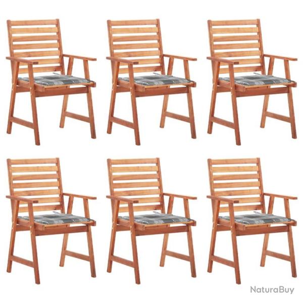 Chaises  manger d'extrieur lot de 6 et coussins Acacia massif