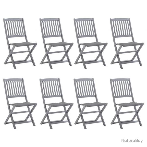 Chaises pliables d'extrieur lot de 8 et coussins Bois d'acacia