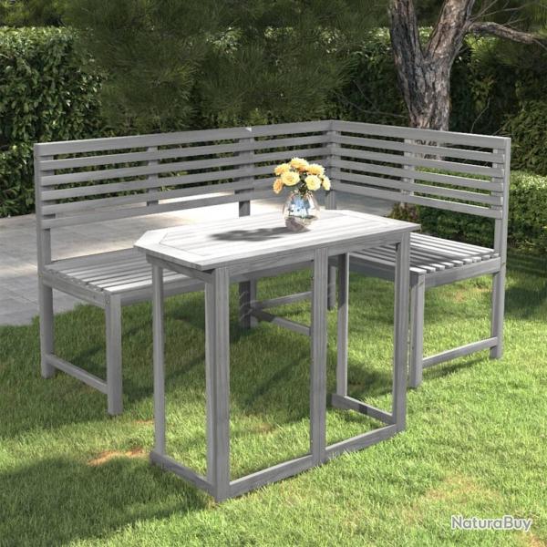 Ensemble de bistro 2 pcs Bois d'acacia solide Gris