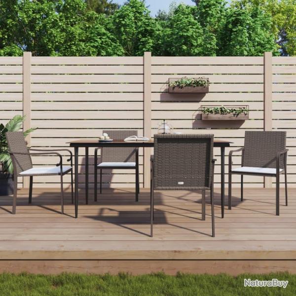 Ensemble  manger de jardin 5 pcs coussins rsine tresse acier