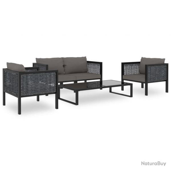 Salon de jardin 5 pcs avec coussins rsine tresse anthracite