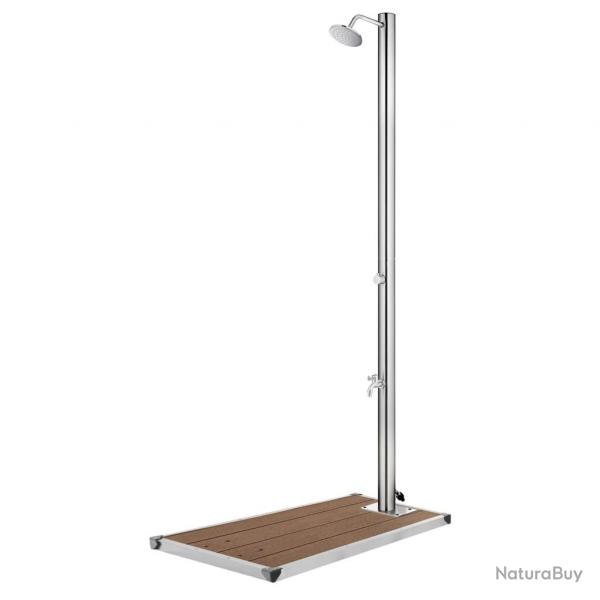 Douche de jardin avec base marron 220 cm Acier inoxydable