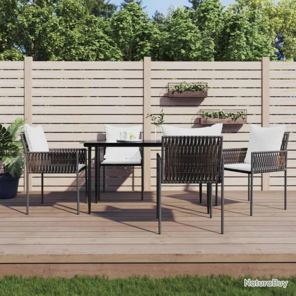 Ensemble  manger de jardin 5 pcs coussins rsine tresse acier