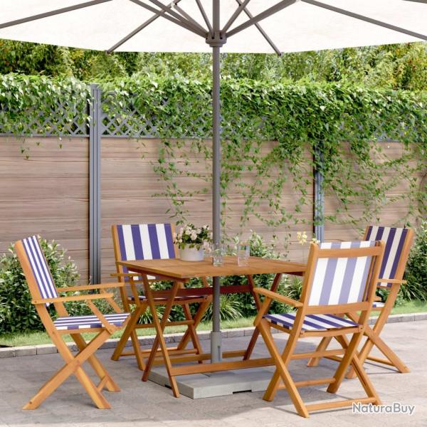 Ensemble  manger de jardin 5 pcs bleu blanc tissu bois massif