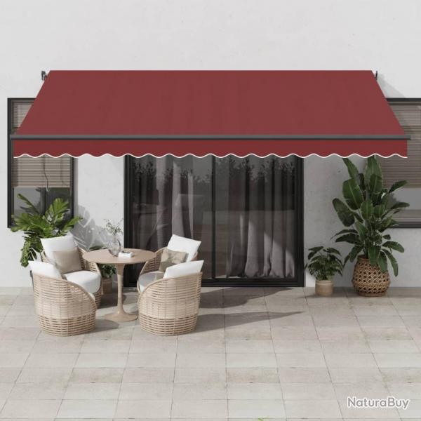 Auvent manuel rtractable avec LED bordeaux 450x350 cm