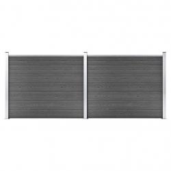 Ensemble de panneau de clôture WPC 353x146 cm Noir