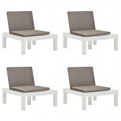 Chaises de salon de jardin et coussins lot de 4 Plastique Blanc