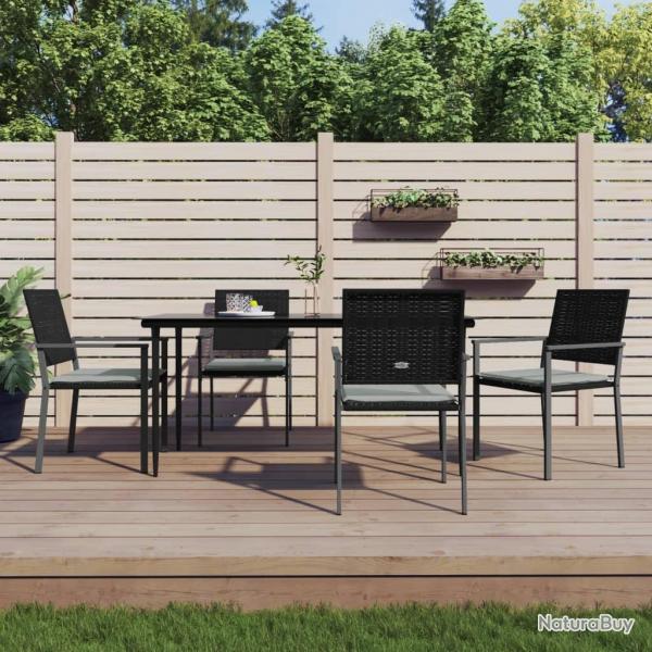 Ensemble  manger de jardin 5 pcs coussins rsine tresse acier