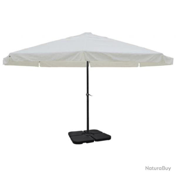 Parasol de jardin avec base portable aluminium blanc