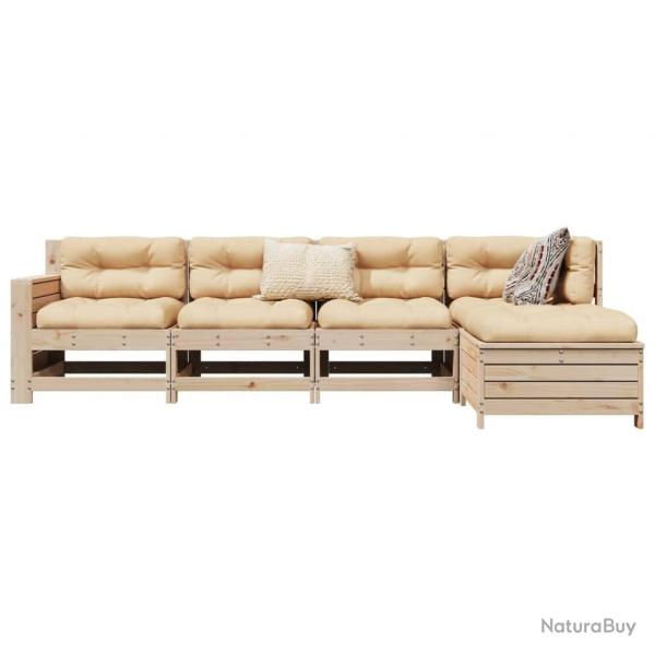 Salon de jardin 5 pcs bois de pin massif