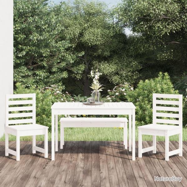 Ensemble  manger de jardin 4 pcs blanc bois massif de pin